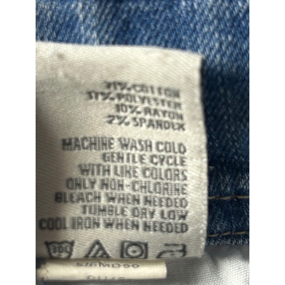 American Rag Denim Overall Shorts Light Wash Embroidered Boho Blue Womens Size 5 - Picture 4 of 8